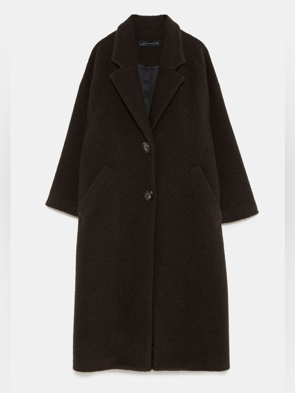 Zara Wool Blend Dark Brown Coat